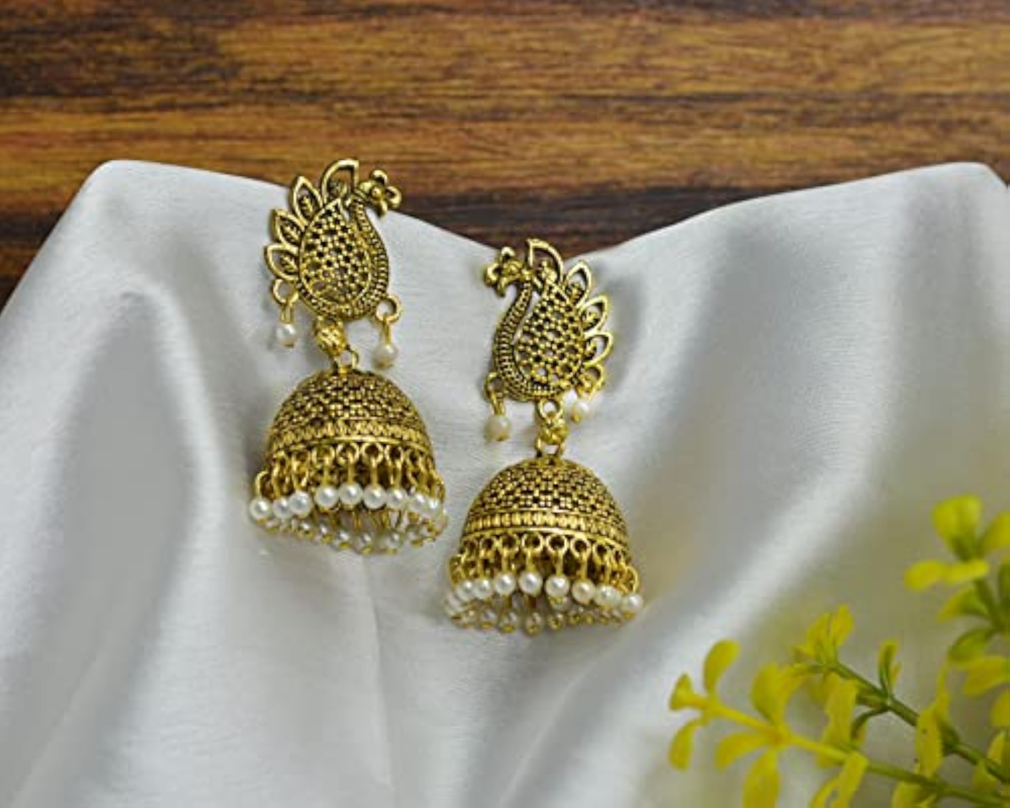 Women's Silver Oxidized Jhumka Pearl Drop Earrings